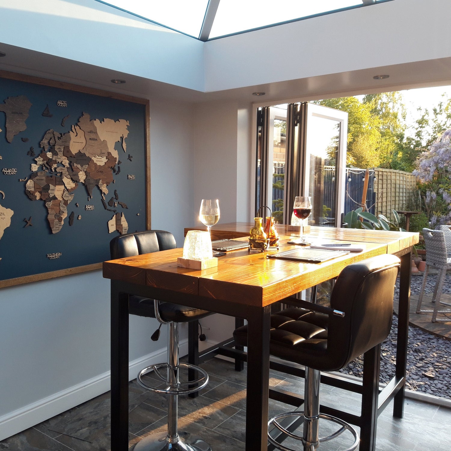 De comedor de barra de estilo industrial | Mesa Poseur Desayuno Alto | Hecho de madera maciza y acero BS12