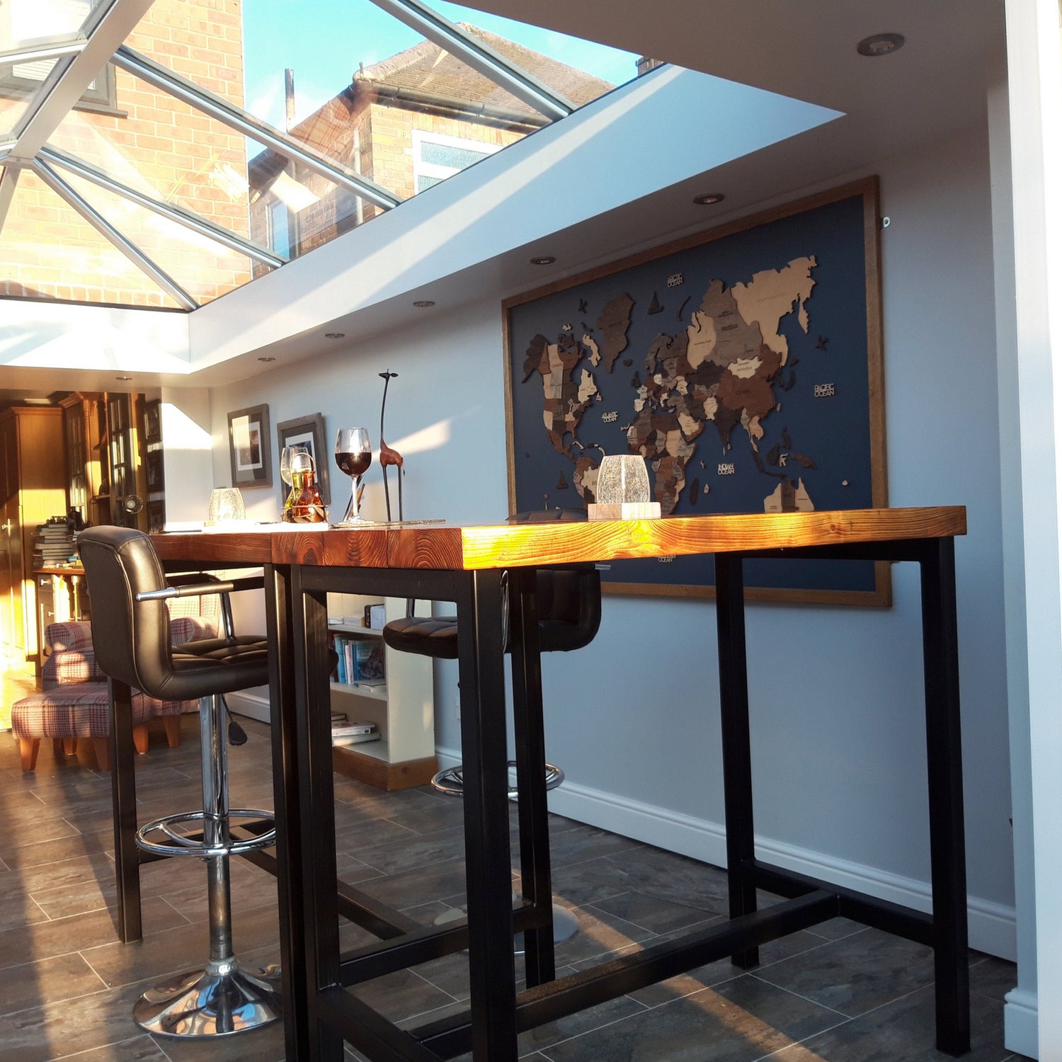 De comedor de barra de estilo industrial | Mesa Poseur Desayuno Alto | Hecho de madera maciza y acero BS12